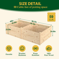 Veikous 4x8 Raised Bed, Large Wooden Beds for Garden, Plant Vegetables, Flowers, Herbs