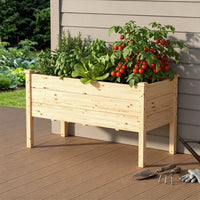 Wood raised planter box