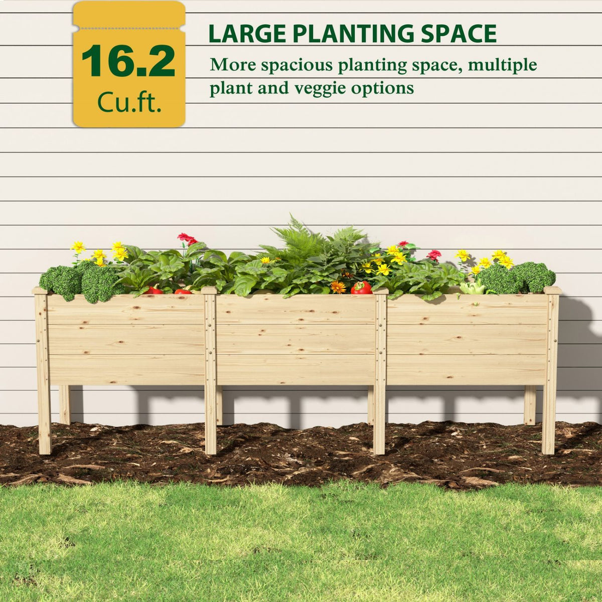 Veikous 14" Deep Elevated Garden Bed, 4x2 FT Cedar Elevated Planter Box for Patio, Balcony Gardening