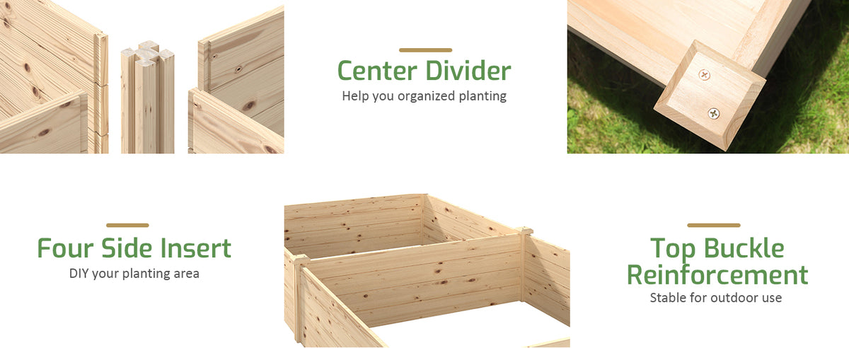 Veikous 4x8 Raised Bed, Large Wooden Beds for Garden, Plant Vegetables, Flowers, Herbs