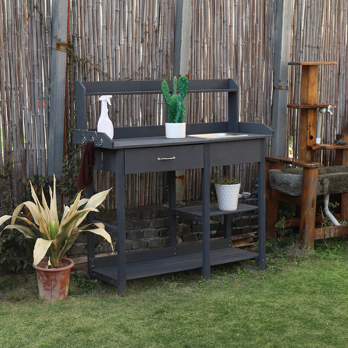 Garden Potting Table, Gray