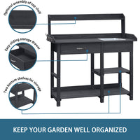 potting bench with sink and storage