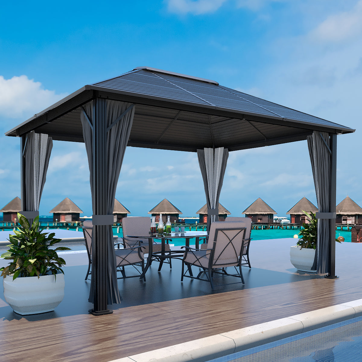 12 x 10 Outdoor Gazebo Single Roof for Patio, Backyard, Garden