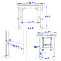 VEIKOUS Wood Grill Gazebo with Sloping Roof, Sandybrown