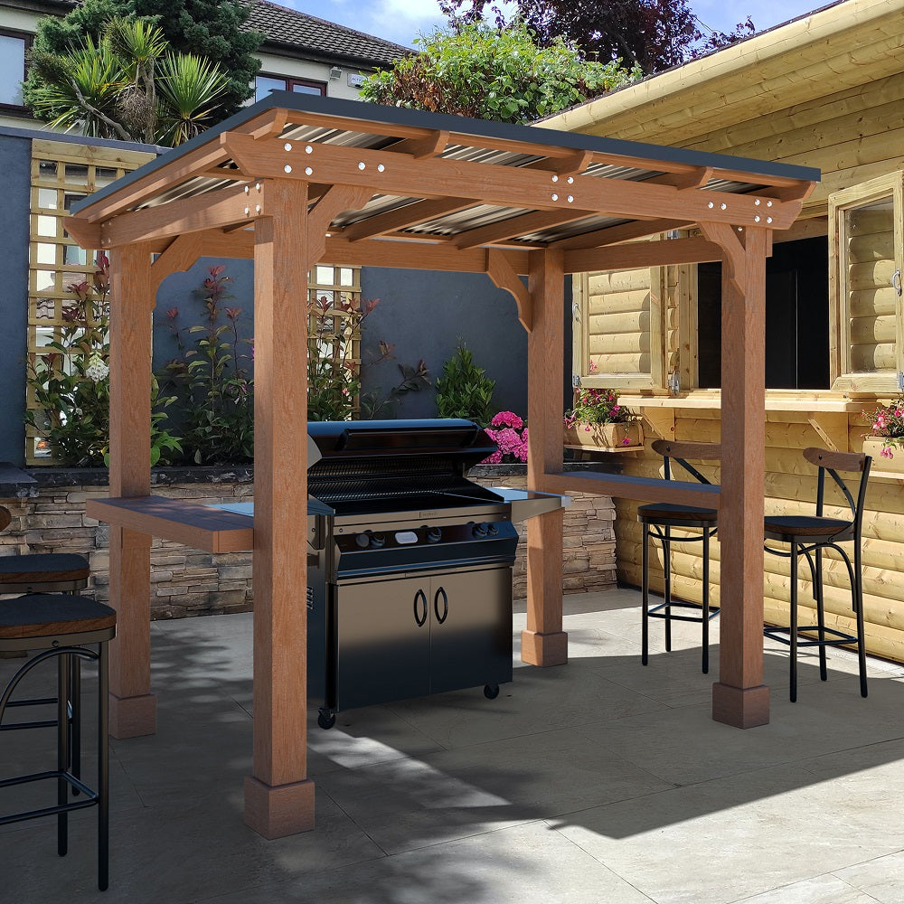 VEIKOUS Wood Grill Gazebo with Sloping roof, 8 x 5