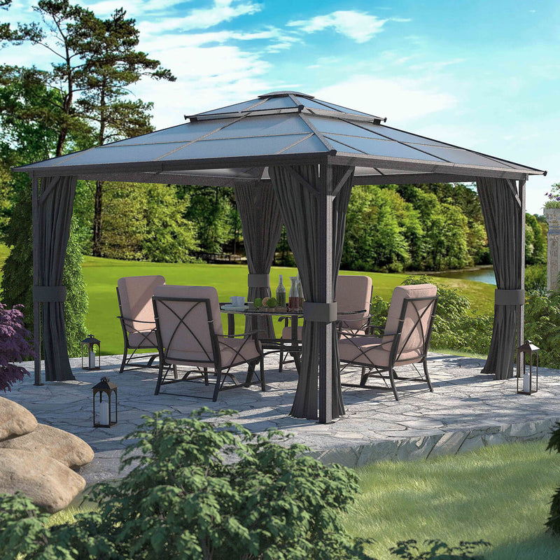 VEIKOUS Aluminum Gazebo with Polycarbonate Roof