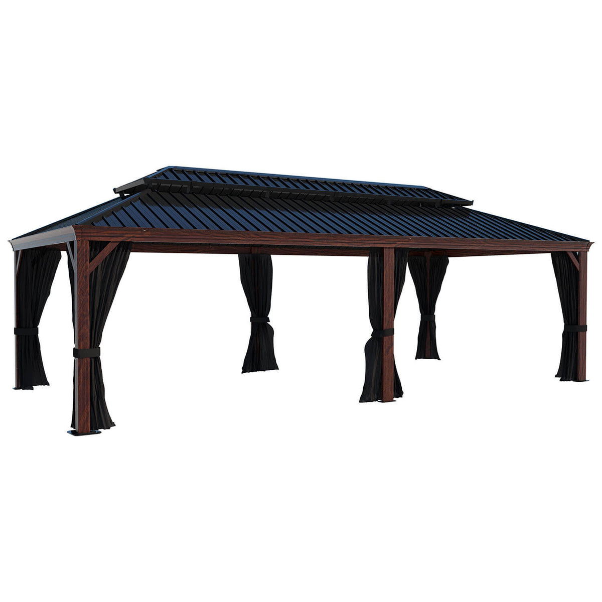 Wood grain aluminum gazebo