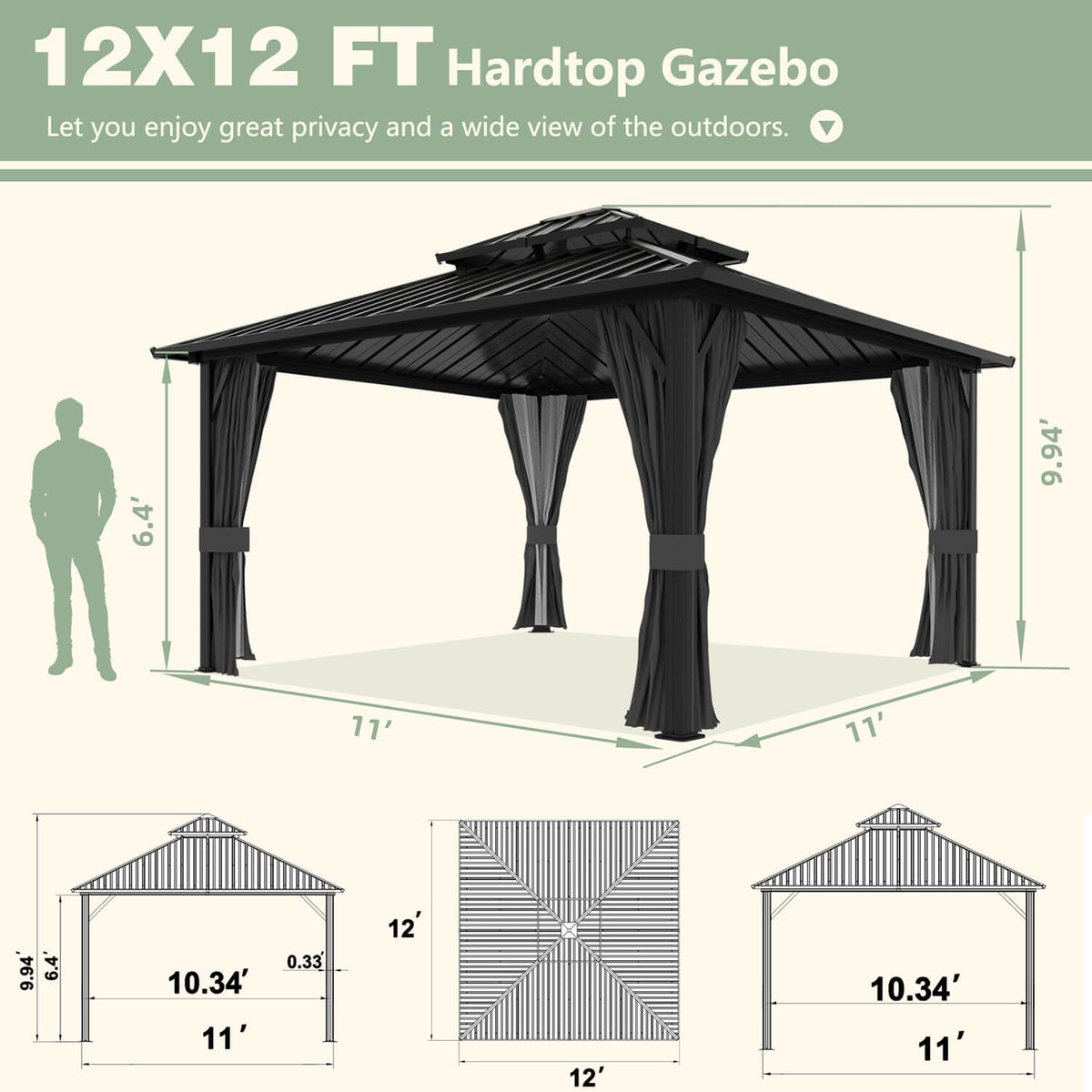 12x12 Hardtop Gazebo