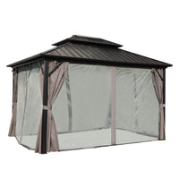 VEIKOUS 12x16ft Hardtop Gazebo for Patio, Aluminum Gazebo for Backyard 2-Tier Rooftop, Black