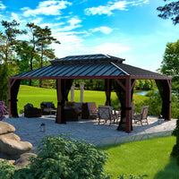 hardtop gazebo with gutters