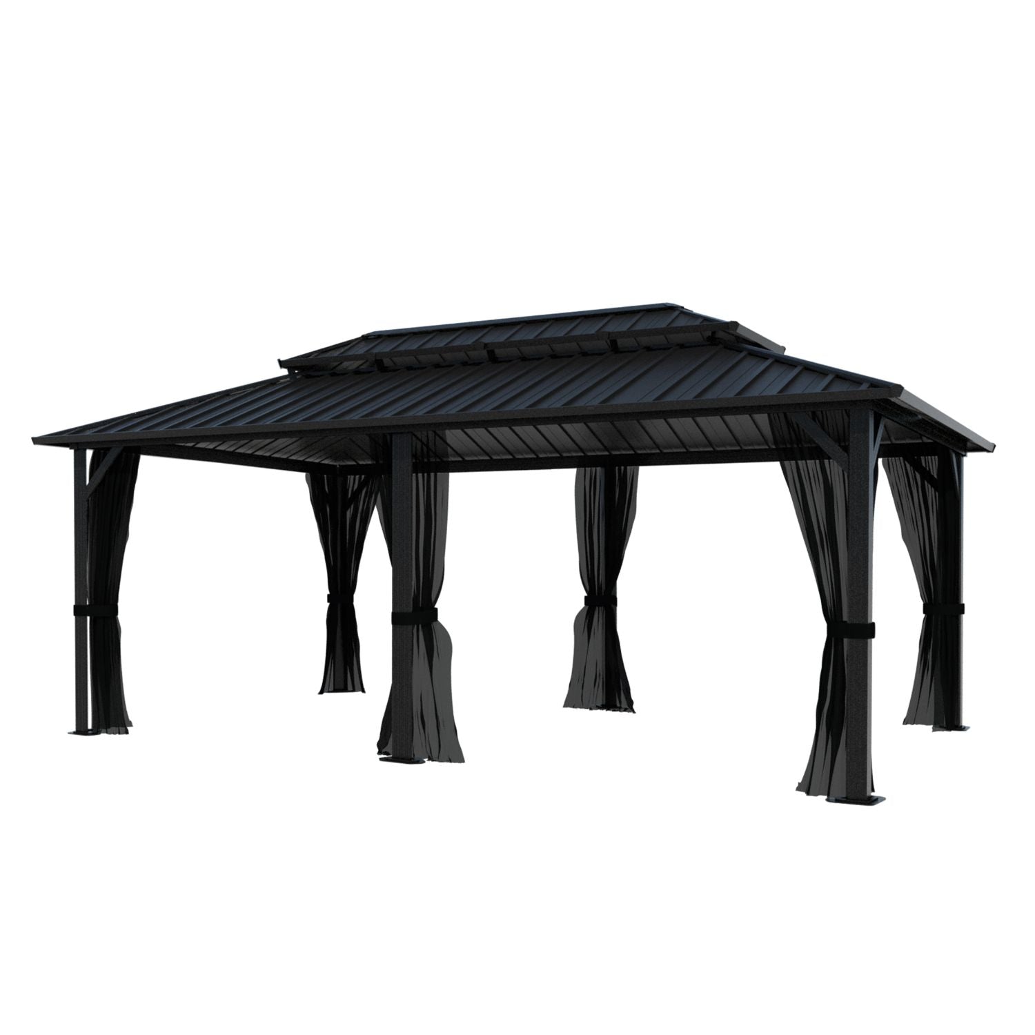 12x20 Gazebo Hardtop, Outdoor Metal Gazebo with Double Roof – Veikous