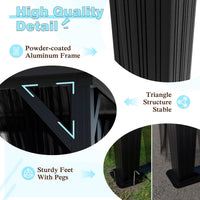 Black powder-coated aluminum frame gazebo