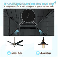 American gazebo with J-shaped hooks for hanging ceiling fans or chandeliers