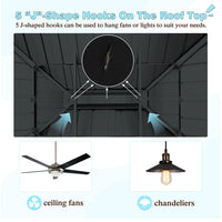 American gazebo with J-shaped hooks for hanging ceiling fans or chandeliers