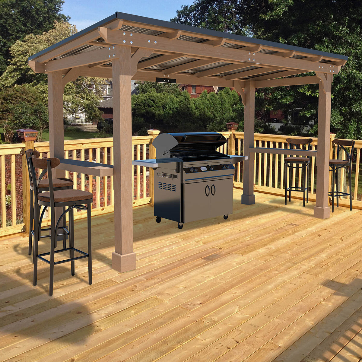 Wood Grill Gazebo, 6 x 13