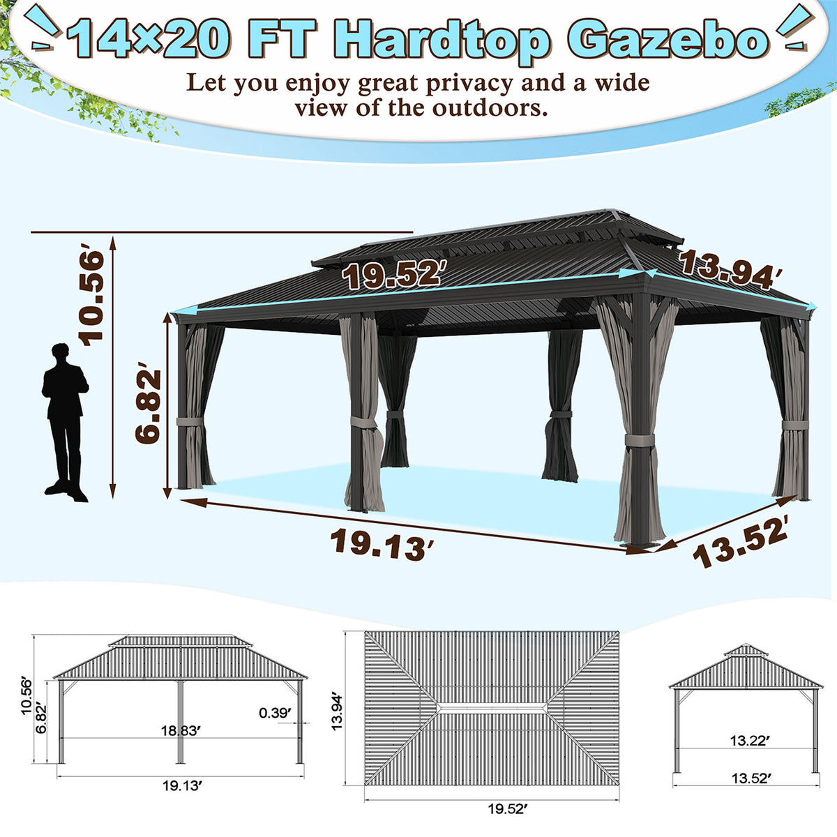 VEIKOUS Metal Roof Gazebo