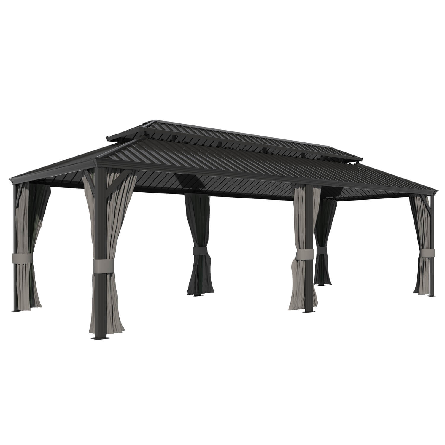12x20 Gazebo Hardtop, Outdoor Metal Gazebo with Double Roof – Veikous