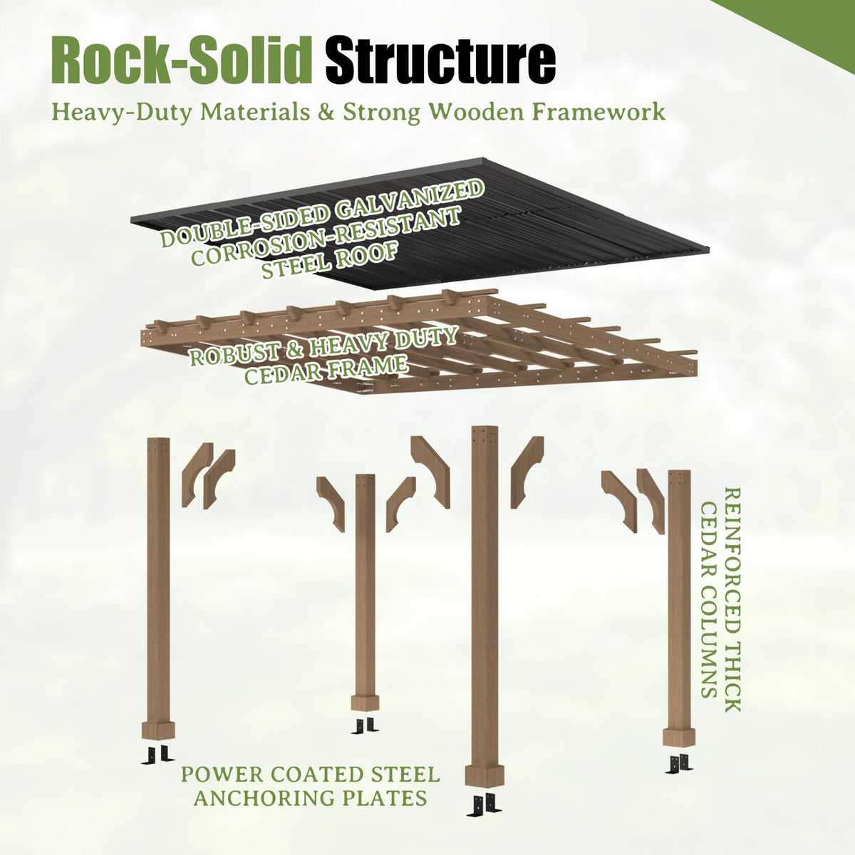 Veikous Hardtop Grill Gazebo, Wooden Gazebo for BBQ with Sloping Metal Roof, 10 x 12, 10 x 20