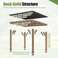Veikous Hardtop Grill Gazebo, Wooden Gazebo for BBQ with Sloping Metal Roof, 10 x 12, 10 x 20