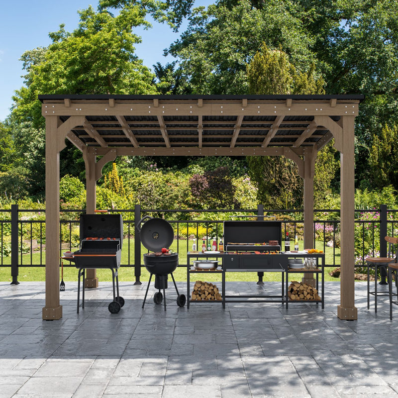 slanted roof pavilion for barbecue use