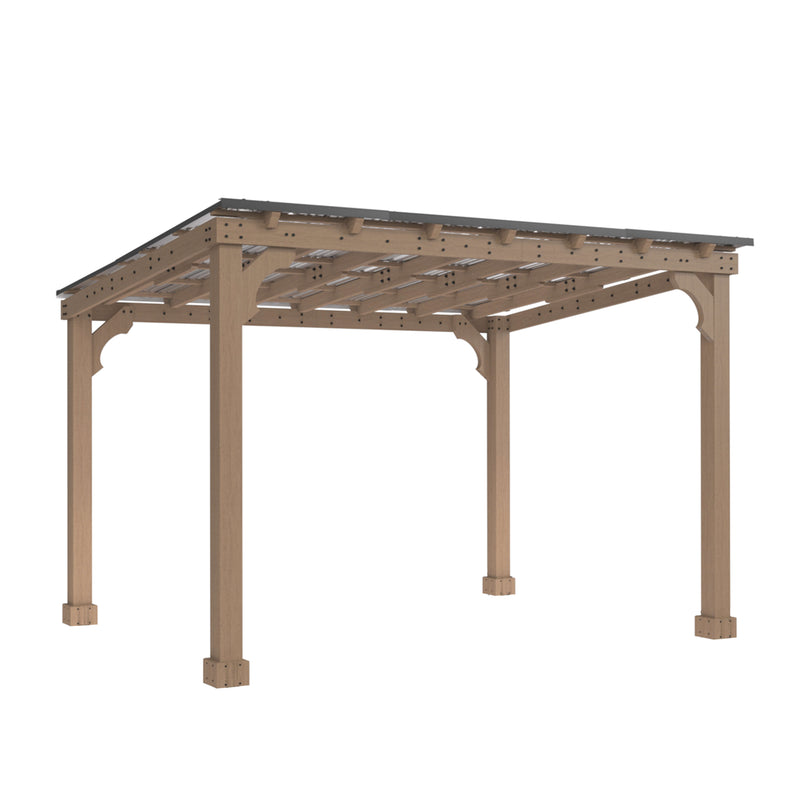 Veikous Hardtop Grill Gazebo, Wooden Gazebo for BBQ, with Sloping Metal Roof, 10 x 12, 10 x 20