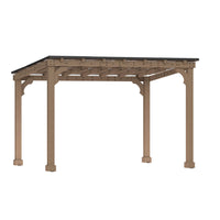 Veikous Hardtop Grill Gazebo, Wooden Gazebo for BBQ, with Sloping Metal Roof, 10 x 12