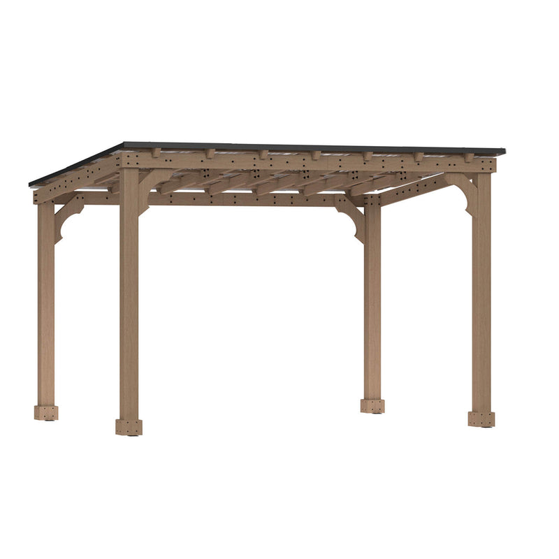 Veikous Hardtop Grill Gazebo, Wooden Gazebo for BBQ, with Sloping Metal Roof, 10 x 12