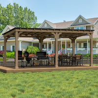Backyard wood grill pavilion