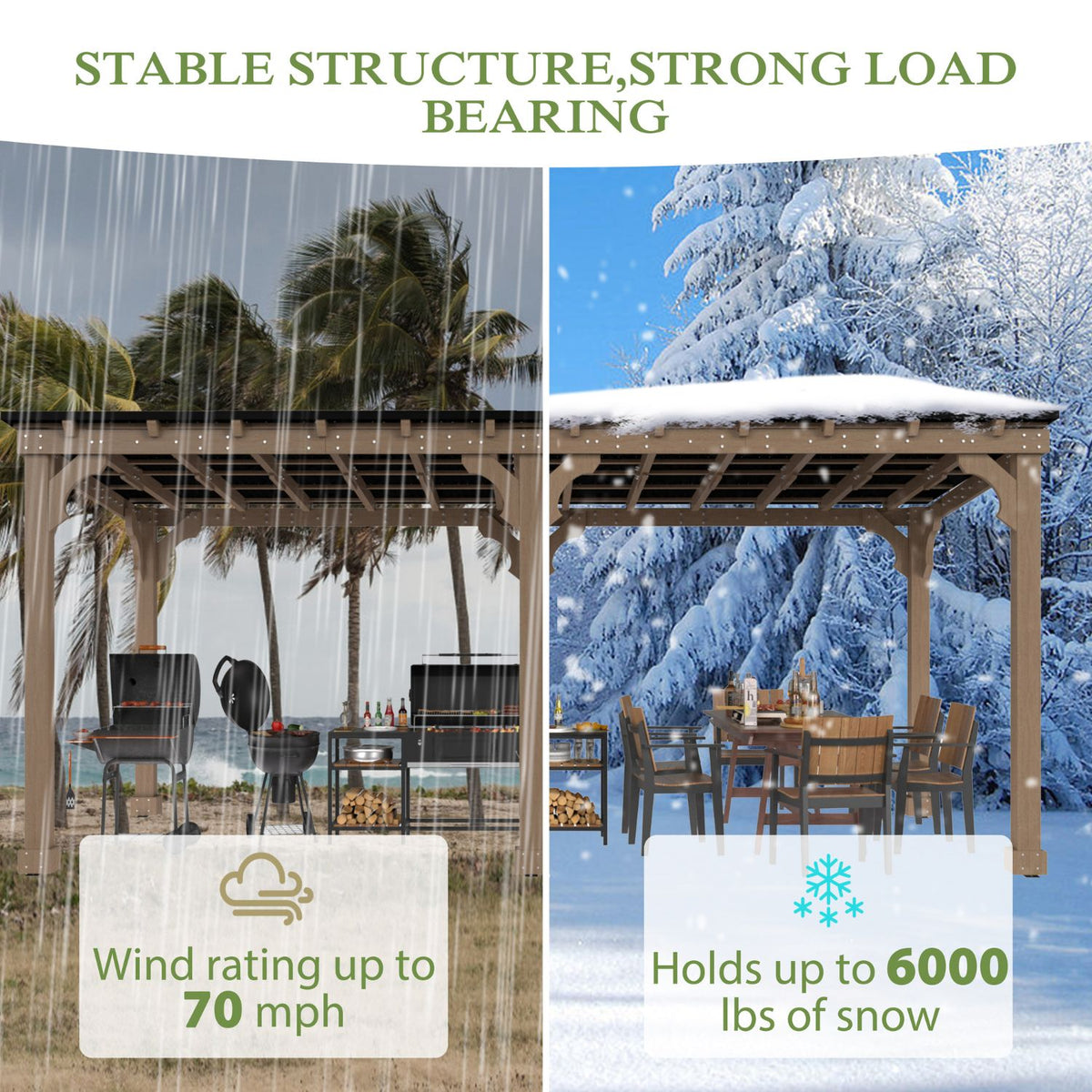 Veikous Wood Gazebo for Outdoor