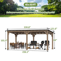10X20FT Wood Grill Gazebo for BBQ