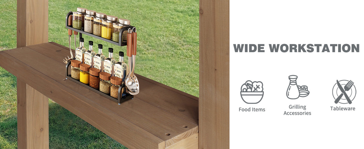 VEIKOUS Wood Grill Gazebo with Sloping Roof, BBQ Canopy for Outdoor Patio, Multiple Sizes