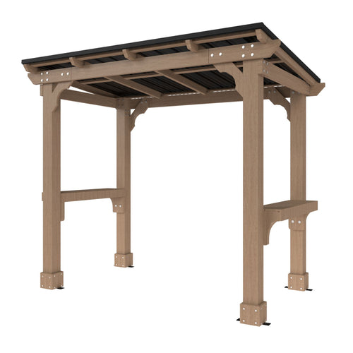 Wood Grill Gazebo with Sloping Roof