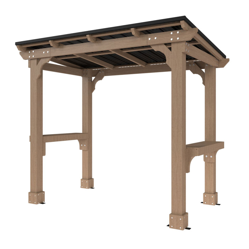 Wood Grill Gazebo with Sloping Roof