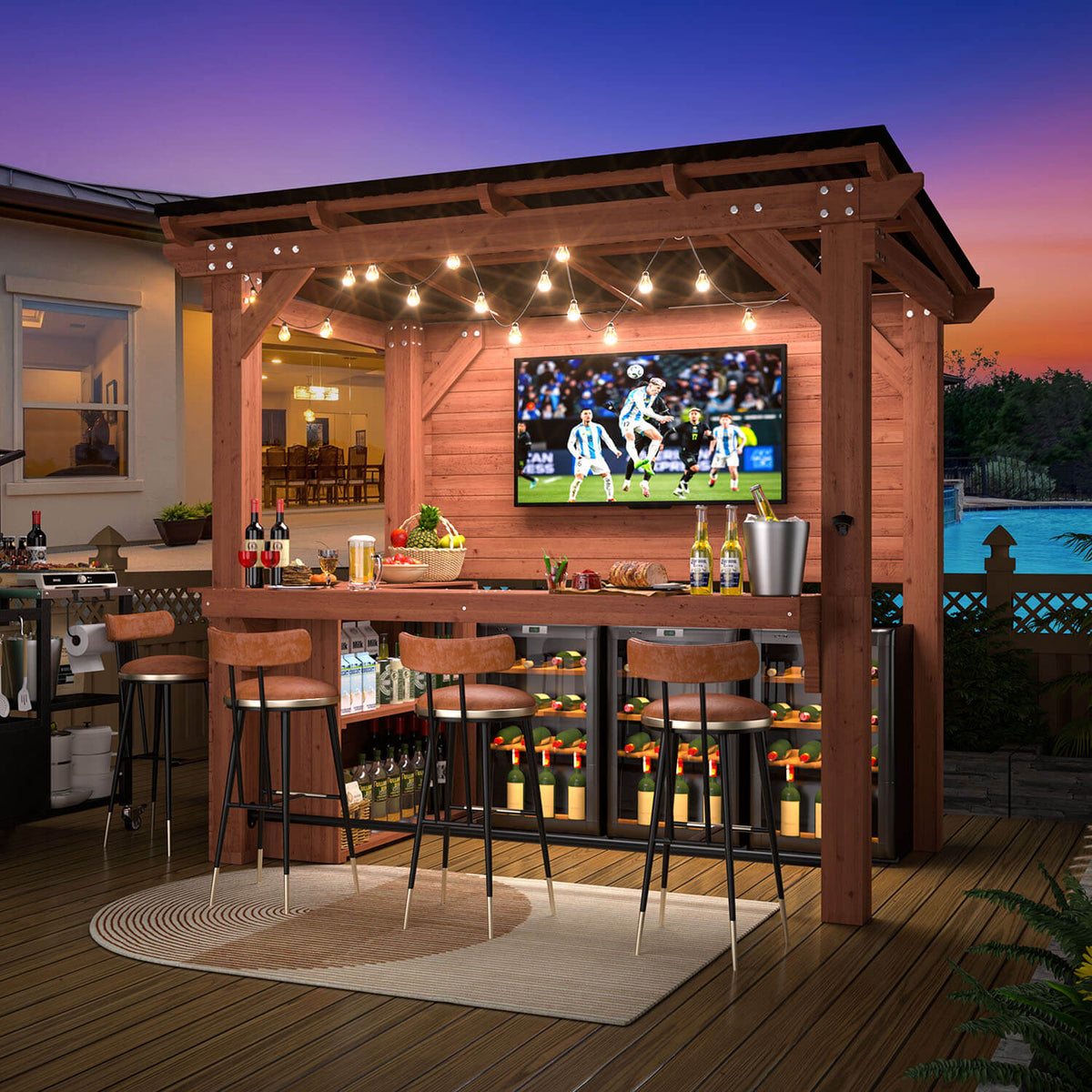 outdoor entertainment bar for parties and watching games