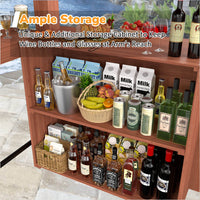 Outdoor gazebo with bar counter and cabinet