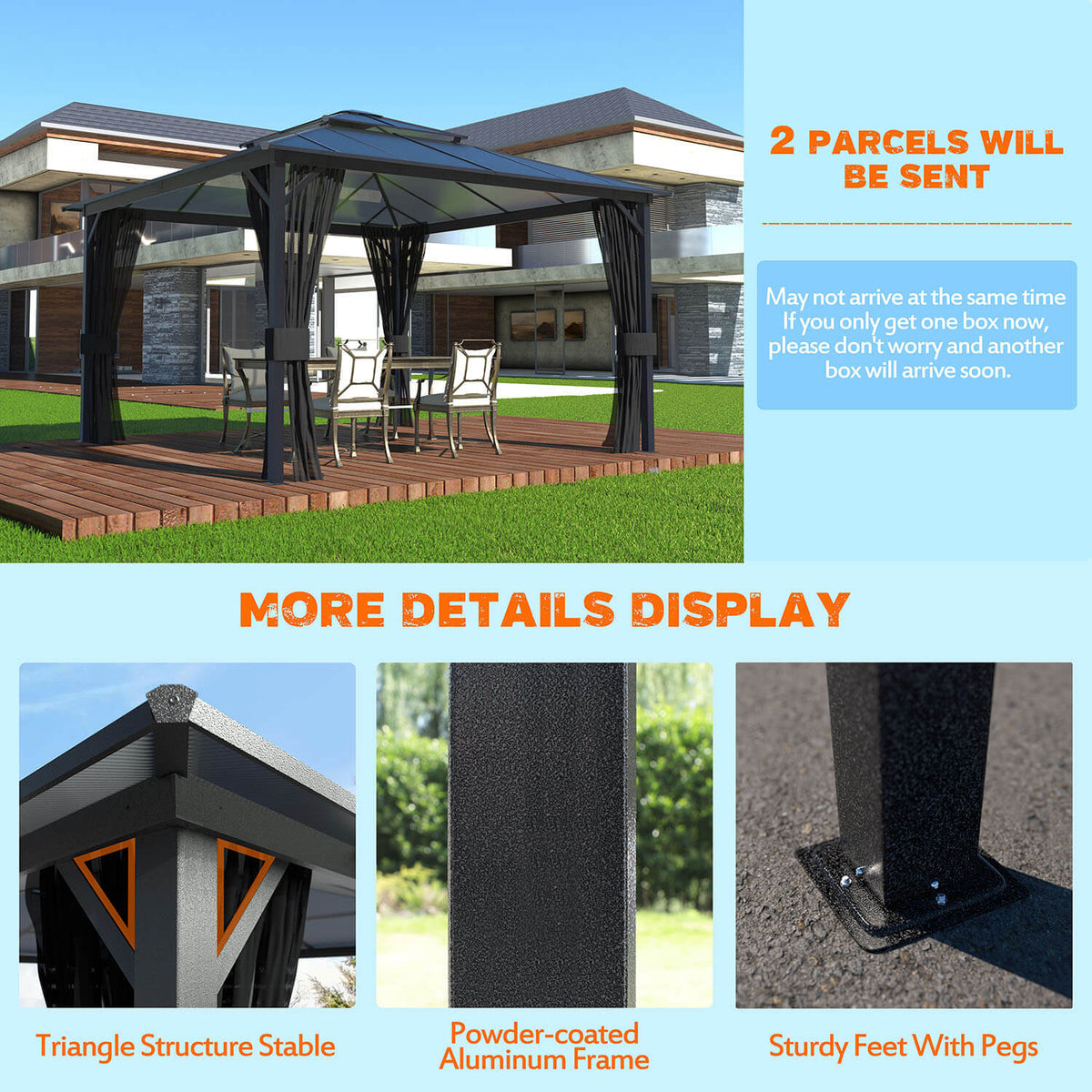 12x12 clear roof gazebo