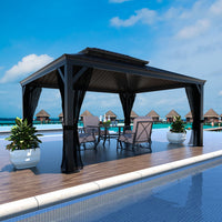 Hardtop Double Roof Gazebo with Hooks