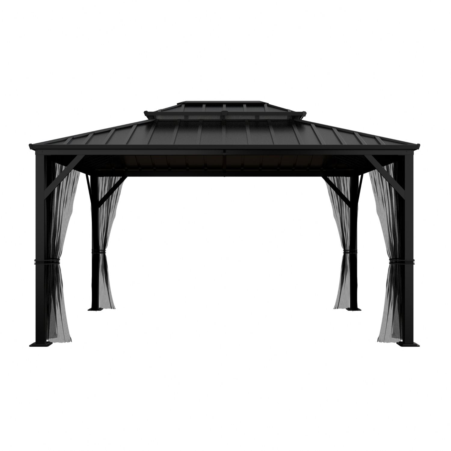 10x12 Metal Hardtop Gazebo with Polyester Mesh – Veikous