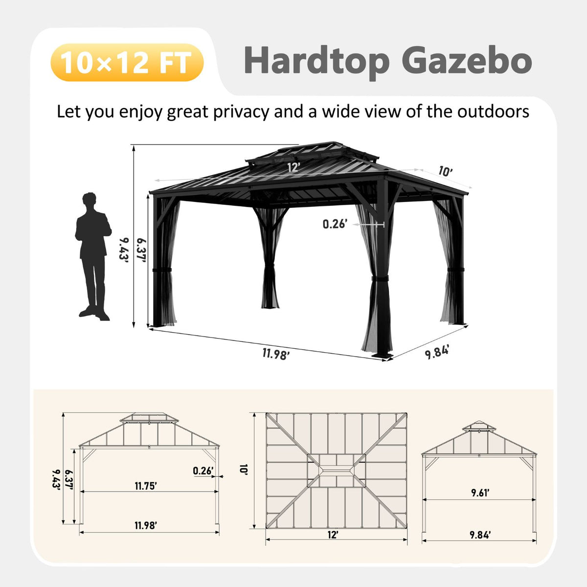 10x12ft Double Roof Gazebo