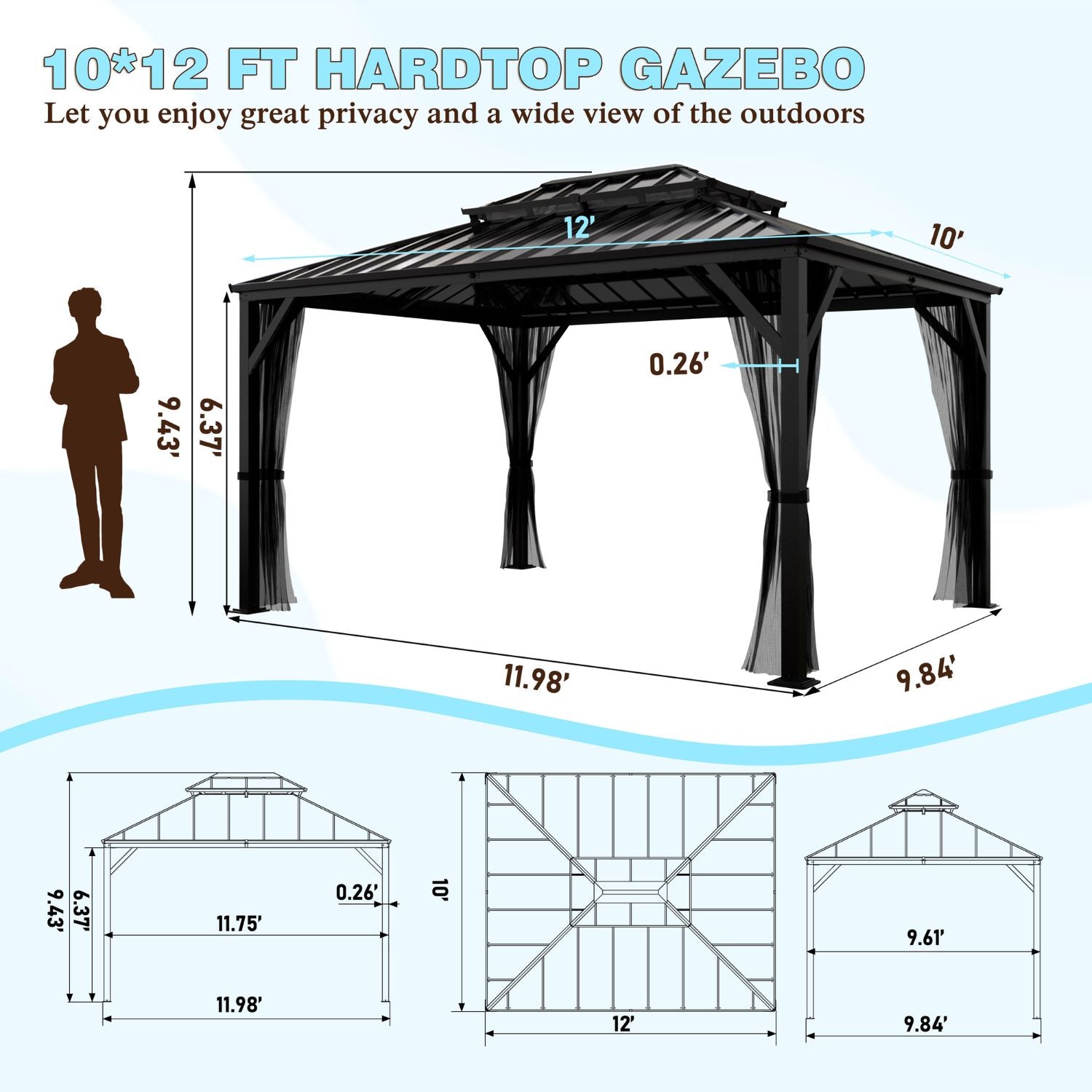 ゆなPELLICO 36サイズ 10x12 Metal Hardtop Gazebo with Polyester Mesh – Veikous