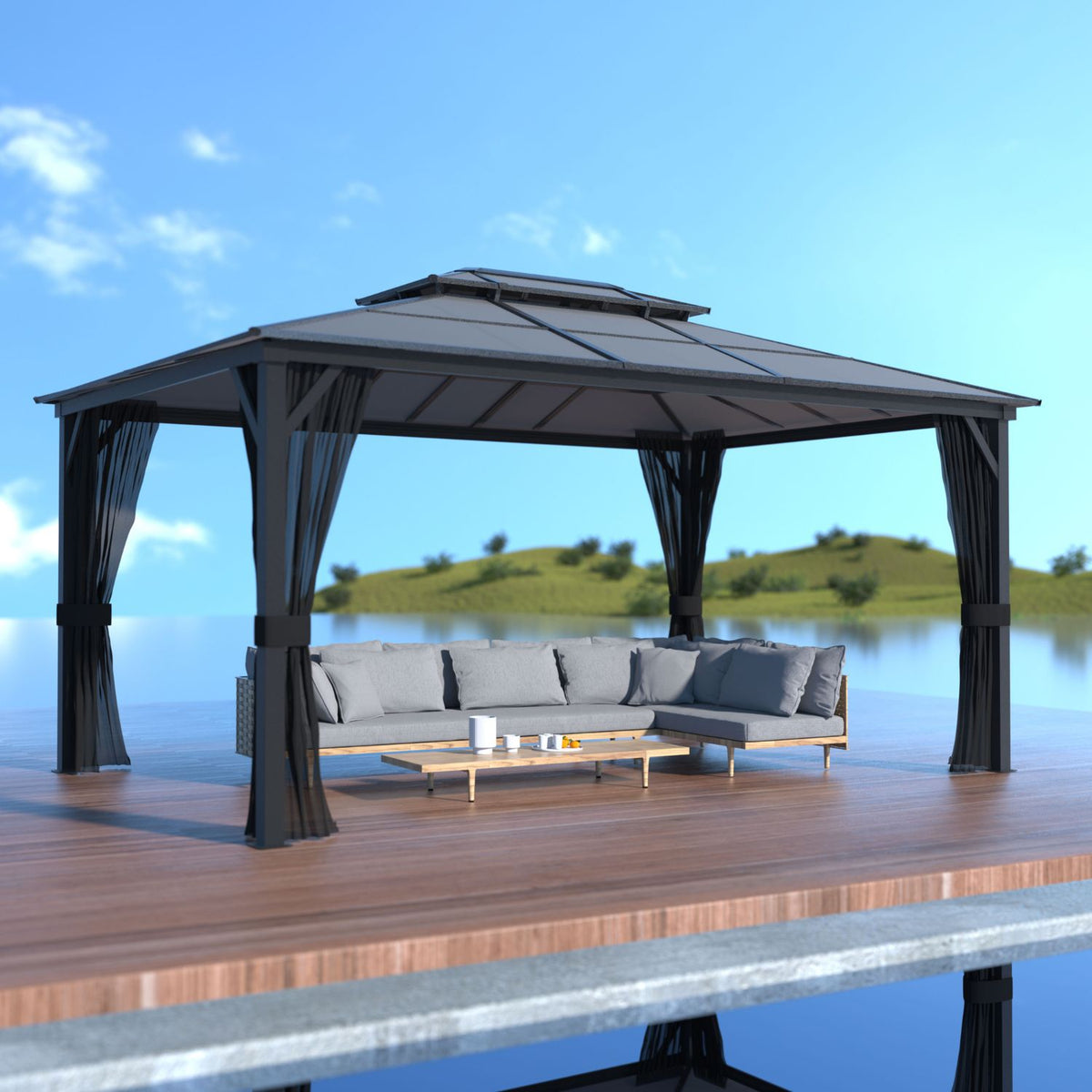 Veikous Hardtop Gazebo with Polycarbonate Gazebo