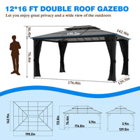 12x16 Backyard Gazebo with Polycarbonate Roof
