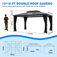 12x16 Backyard Gazebo with Polycarbonate Roof