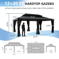 12x20 Hardtop Gazebo with Drainage Design