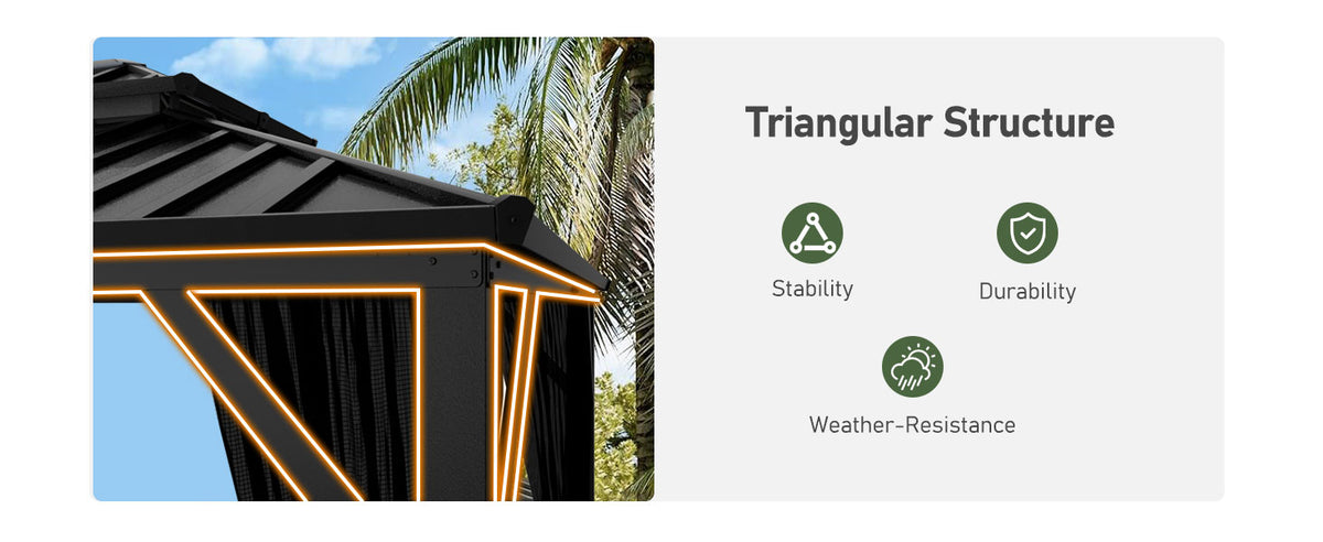 VEIKOUS 12x20 Gazebo Hardtop, Outdoor Metal Gazebo with Galvanized Steel Double Roof