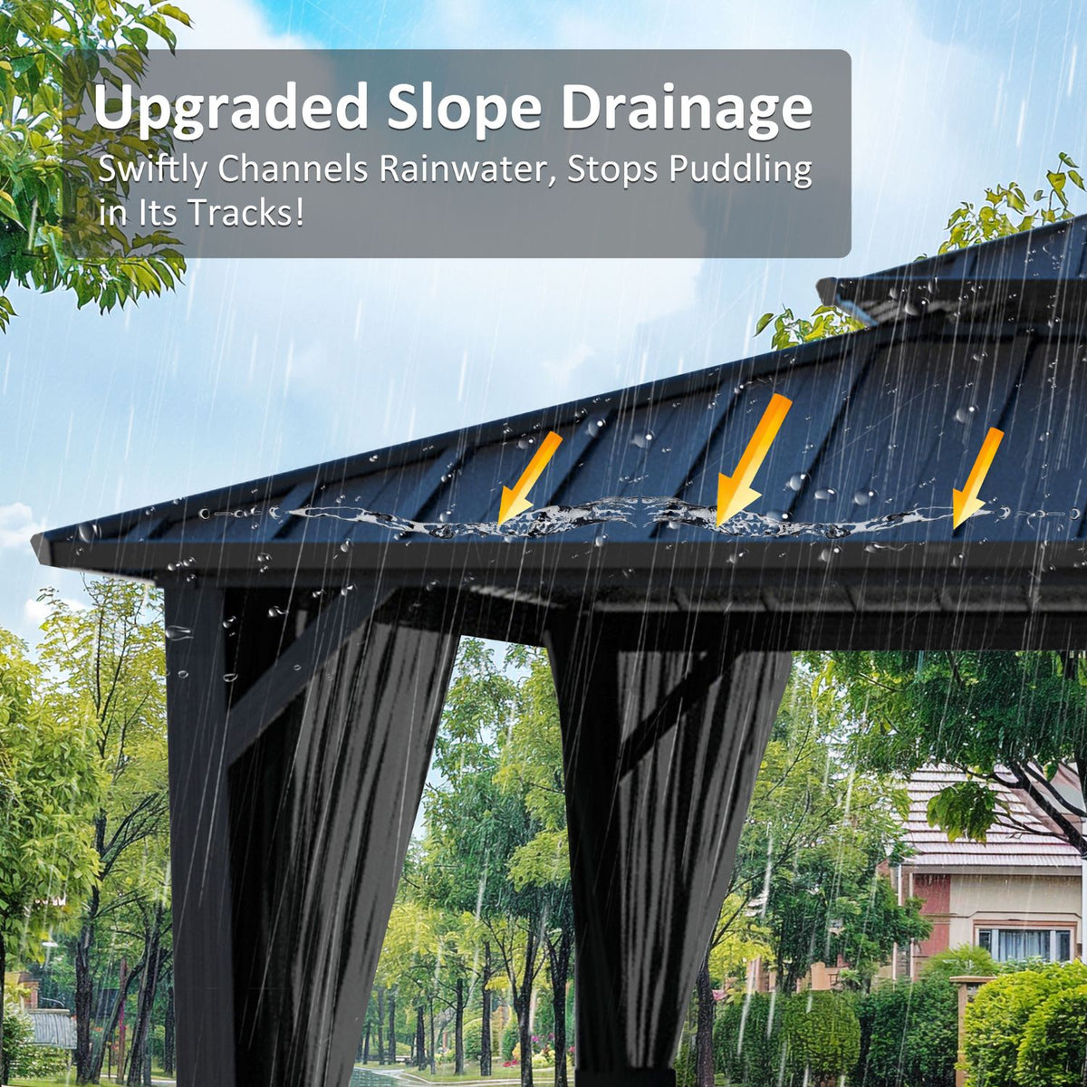 VEIKOUS 12x20 Gazebo Hardtop, Outdoor Metal Gazebo with Galvanized Steel Double Roof