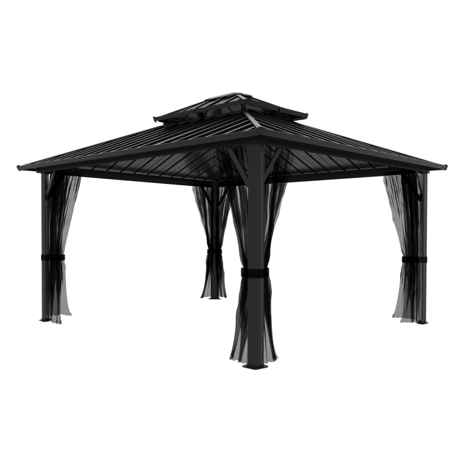 VEIKOUS 12x12 Hardtop Gazebo, Aluminum Double Roof – Veikous