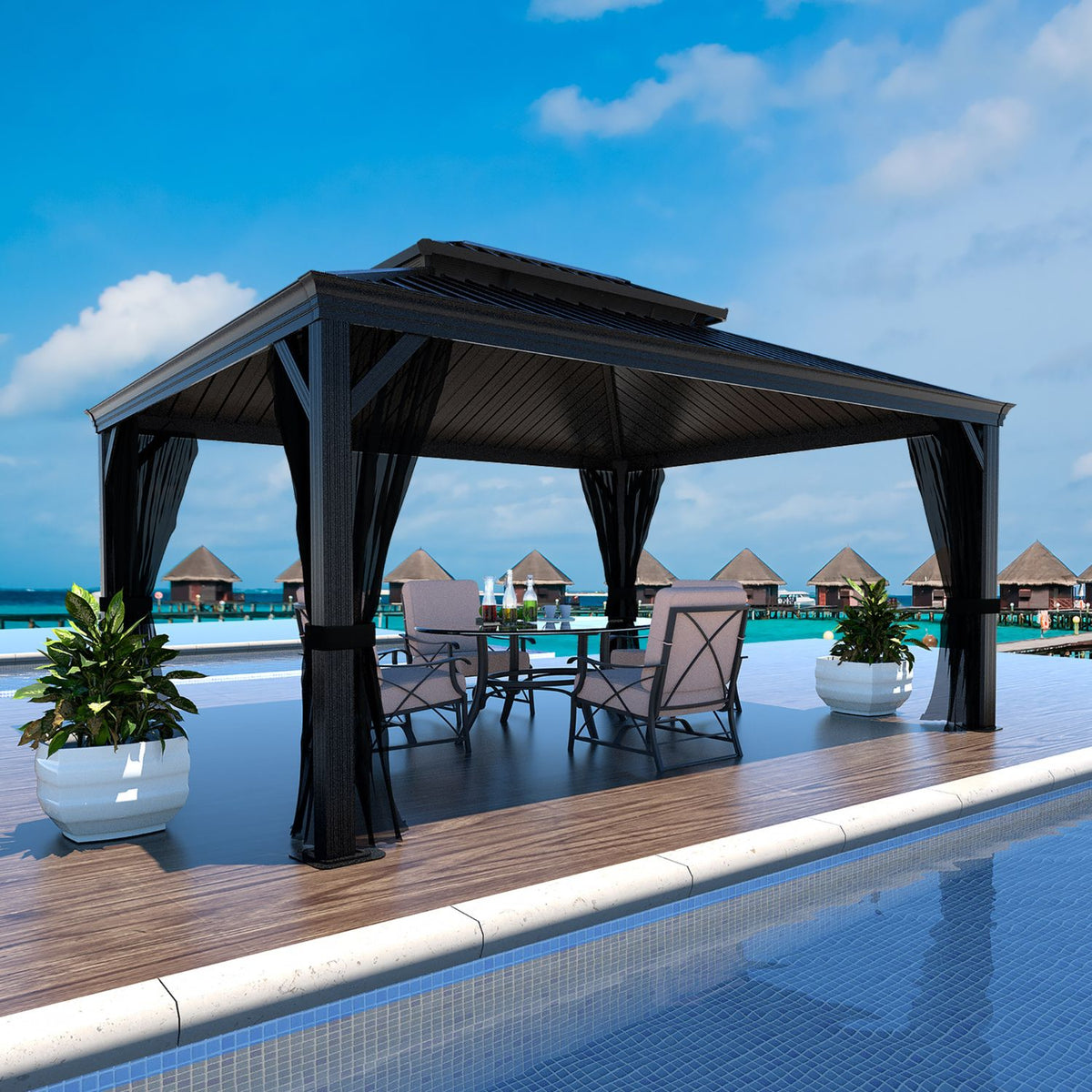 galvanized steel double roof gazebo