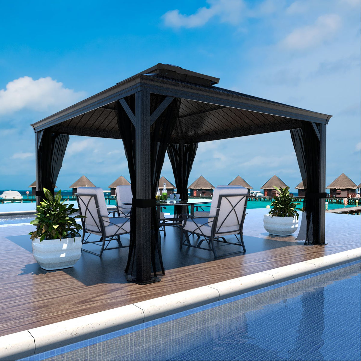 metal roof hardtop gazebo for patio