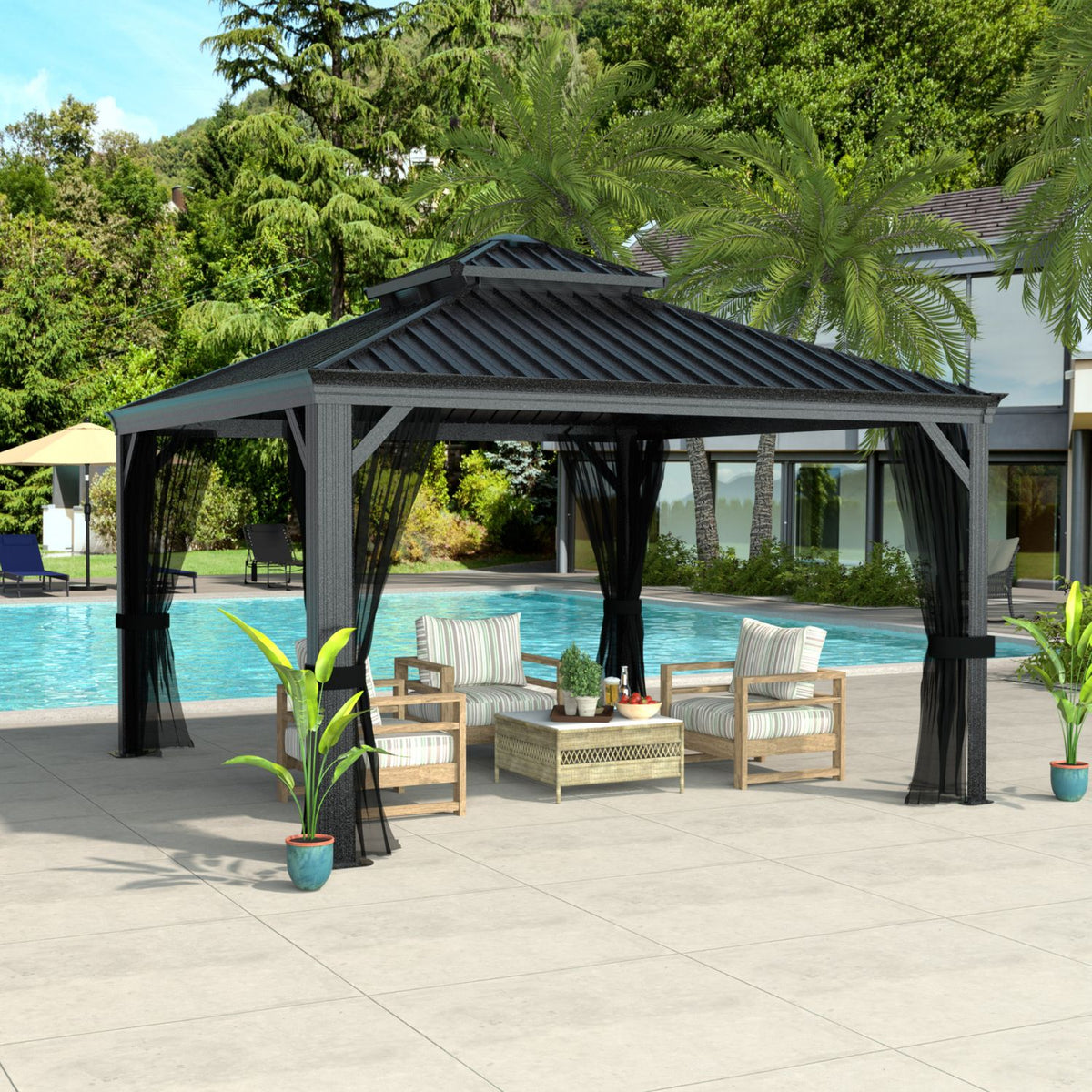12x12 gazebo with drainage system
